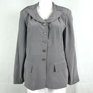 Patrick Collection Jacket Blazer Womens Sz 10 Gray‎ 100% Silk Lightweight Top